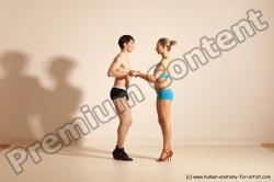 Underwear Woman - Man White Slim Short Brown Dancing Dynamic poses Academic